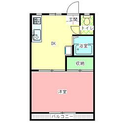 エスパル大賀 1DKの間取図画像