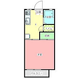 ニキハウス 1階1Kの間取り