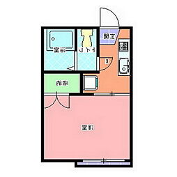 錦ハイツA 1Kの間取図画像