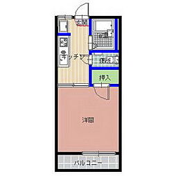 メゾンド鶴 1階1Kの間取り