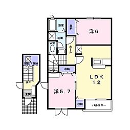ソレアード 2LDKの間取図画像