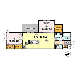 シスネス姫子 2LDKの間取図画像