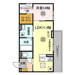水戸市上水戸2丁目アパート 1LDKの間取図画像