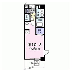 コートライブリーN2 ワンルームの間取図画像