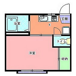 錦ハイツB 1Kの間取図画像
