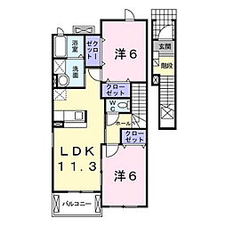 エアリーヒルiB 2LDKの間取図画像