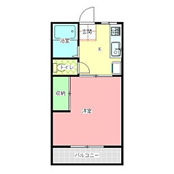 コーポ入野 1Kの間取図画像
