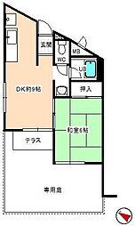 フジタ宇佐美マンションB棟 1DKの間取図画像
