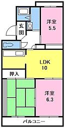 コンフォートシバタ2 3LDKの間取図画像
