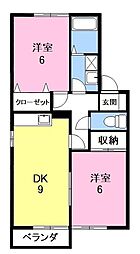 セレストA 2DKの間取図画像