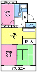 コンフォートシバタ2 3LDKの間取図画像