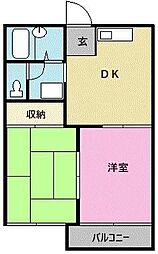 ドミール山田B 2DKの間取図画像
