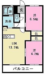 パルテール.1 2LDKの間取図画像