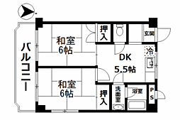 熱海市伊豆山　高台から相模湾を一望　南向き - 3階2DKの間取り