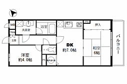 ライオンズマンション湯河原第5 2DKの間取図画像
