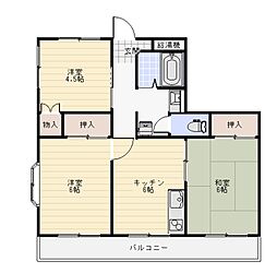 ラ・フォーレ伏見 3DKの間取図画像