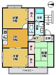 セジュール矢田A 3DKの間取図画像