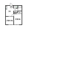 ハイツ八木B 2DKの間取図画像