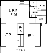 セゾン平田A 2LDKの間取図画像