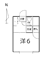シティハイムグリーンベルC 1Kの間取図画像