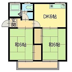 ハイコーポスズキD 2DKの間取図画像