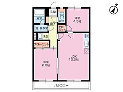 モントレー大岡 2LDKの間取図画像