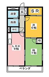 パティオフジ 2LDKの間取図画像
