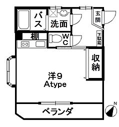 タイガーズマンション ワンルームの間取図画像
