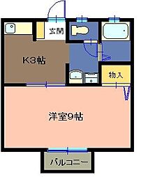 ハイツ若葉 1Kの間取図画像