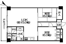 フジタ第二熱海マンション 2LDKの間取図画像
