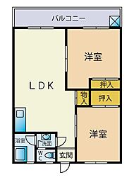 カーサベルデ大山 2DKの間取図画像