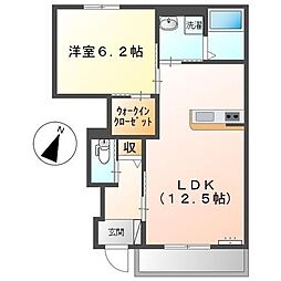 リーフガーデン・樹 1LDKの間取図画像
