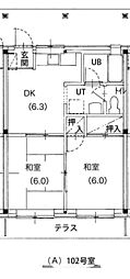 コーポ鷺ノ宮A 2DKの間取図画像