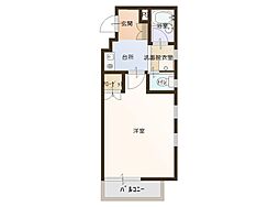 Uビルラ・ネージュ 1Kの間取図画像
