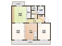 セピアコート 3DKの間取図画像