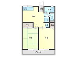 シティハイムセリザワ 2DKの間取図画像