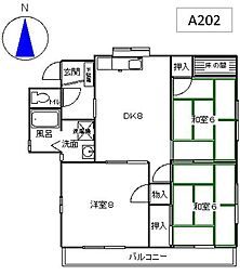 リバーシティ杉森A 3DKの間取図画像