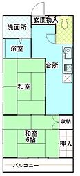 甲山ハイツ 2Kの間取図画像