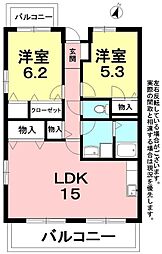 リーヴァ南瀬名 2LDKの間取図画像
