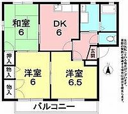 アミークス松富A棟 3DKの間取図画像