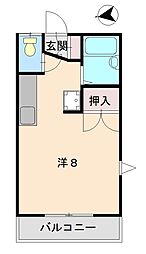 ツインパークせせらぎ西館 1Kの間取図画像