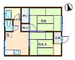愛喜荘 2Kの間取図画像