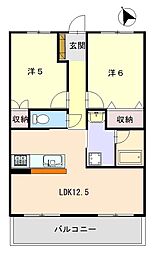 ベル・ウッドマンション 2LDKの間取図画像