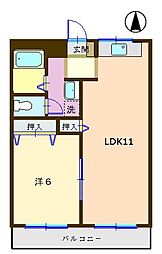 ラビットハウスタートル2号 1LDKの間取図画像