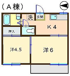 シティハイツオオタケA 2Kの間取図画像