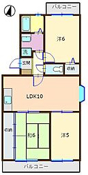 ブルースカイ・大嶋 3LDKの間取図画像