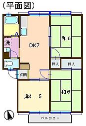 レジデンス西山B 3DKの間取図画像