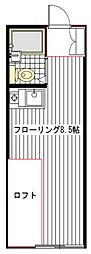 永井アパート ワンルームの間取図画像