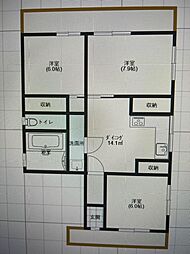 松本ビル 3DKの間取図画像