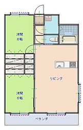 クレアール2 2LDKの間取図画像